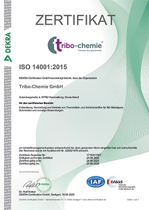 Zertifikat ISO 14001 2015 deutsch 2025